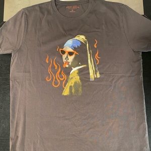 Grey Lucky Brand Los Angeles T-shirt - Girl with a Pearl - with Artistic Twist